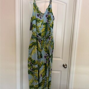 Lane Bryant Green and Yellow Floral Jumpsuit